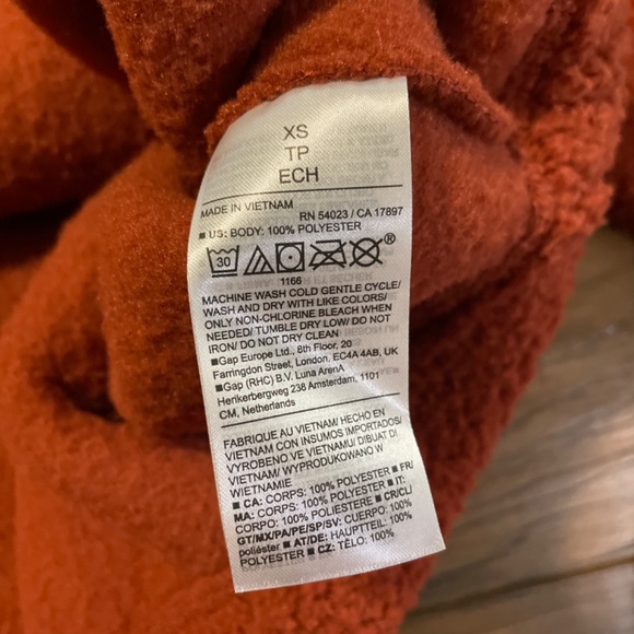 New Old Navy Sherpa fleece zip up funnel neck rust burnt orange size XS - Picture 10 of 12